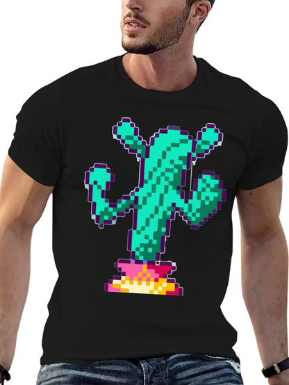 Pixel Cactus Graphic Tee - Retro Gaming Style