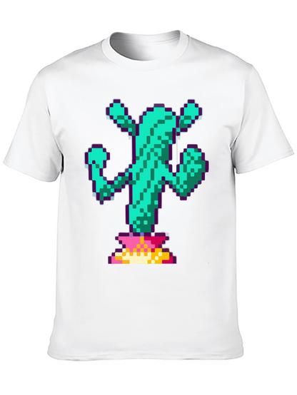 Pixel Cactus Graphic Tee - Retro Gaming Style