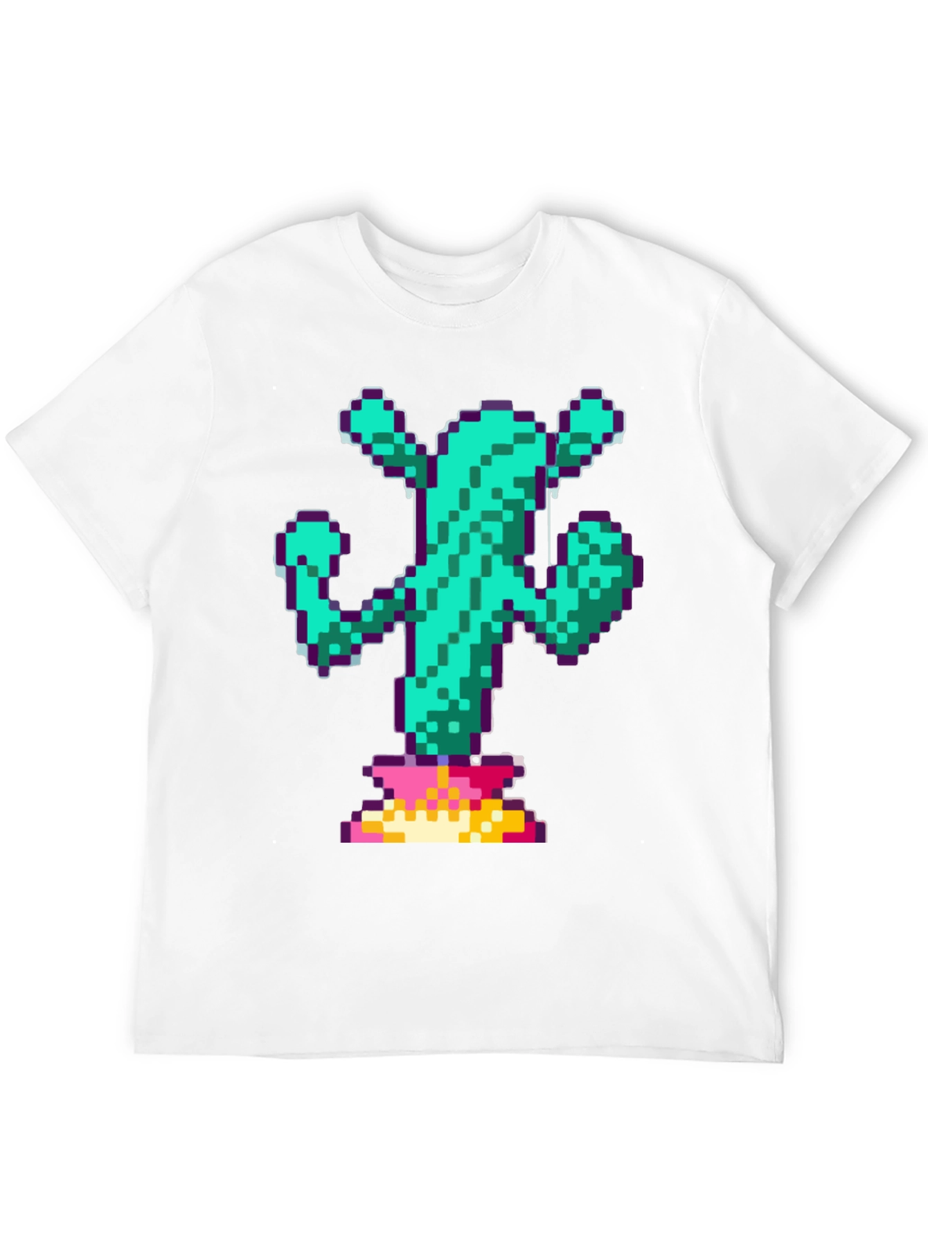 Pixel Cactus Graphic Tee - Retro Gaming Style