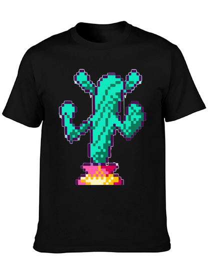 Pixel Cactus Graphic Tee - Retro Gaming Style
