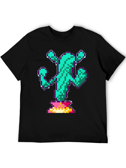Pixel Cactus Graphic Tee - Retro Gaming Style