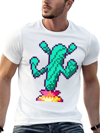 Pixel Cactus Graphic Tee - Retro Gaming Style