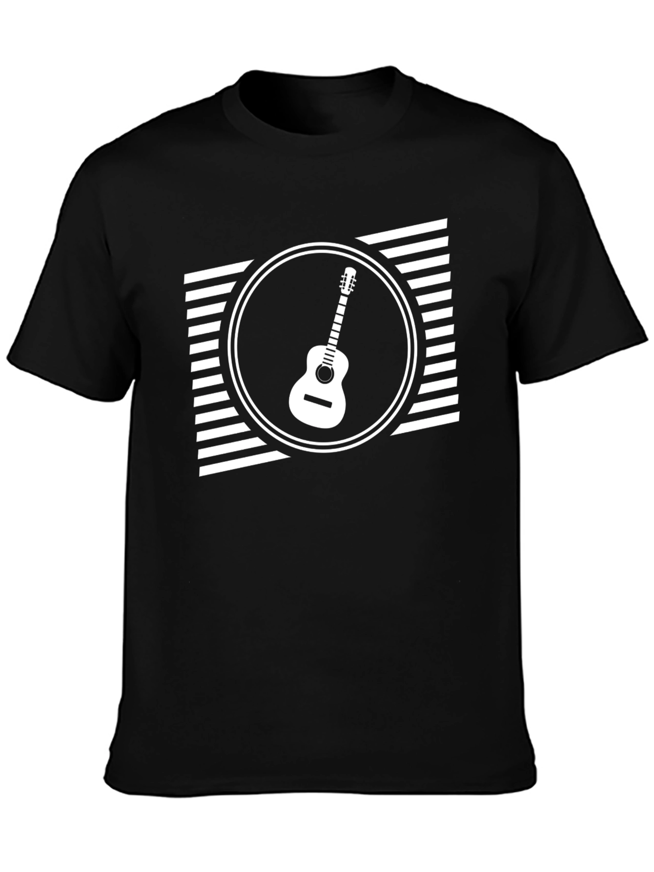 Guitar Graphic Tee - Black Casual T-Shirt