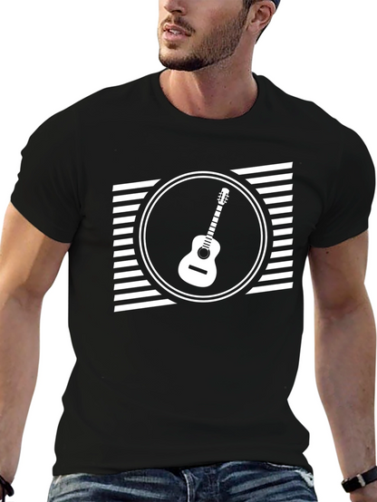 Guitar Graphic Tee - Black Casual T-Shirt