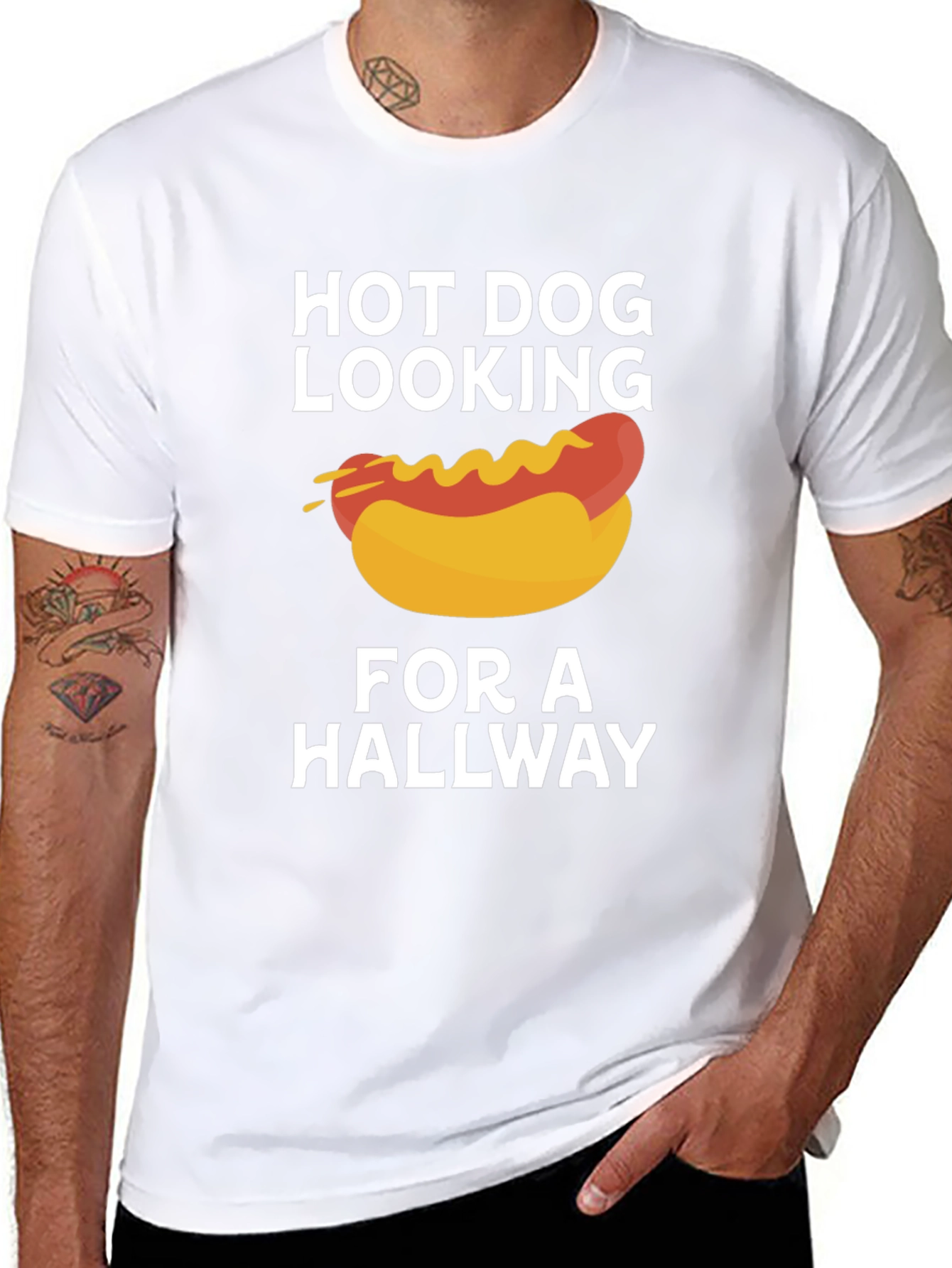 Hot Dog Looking For A Hallway Funny T-Shirt