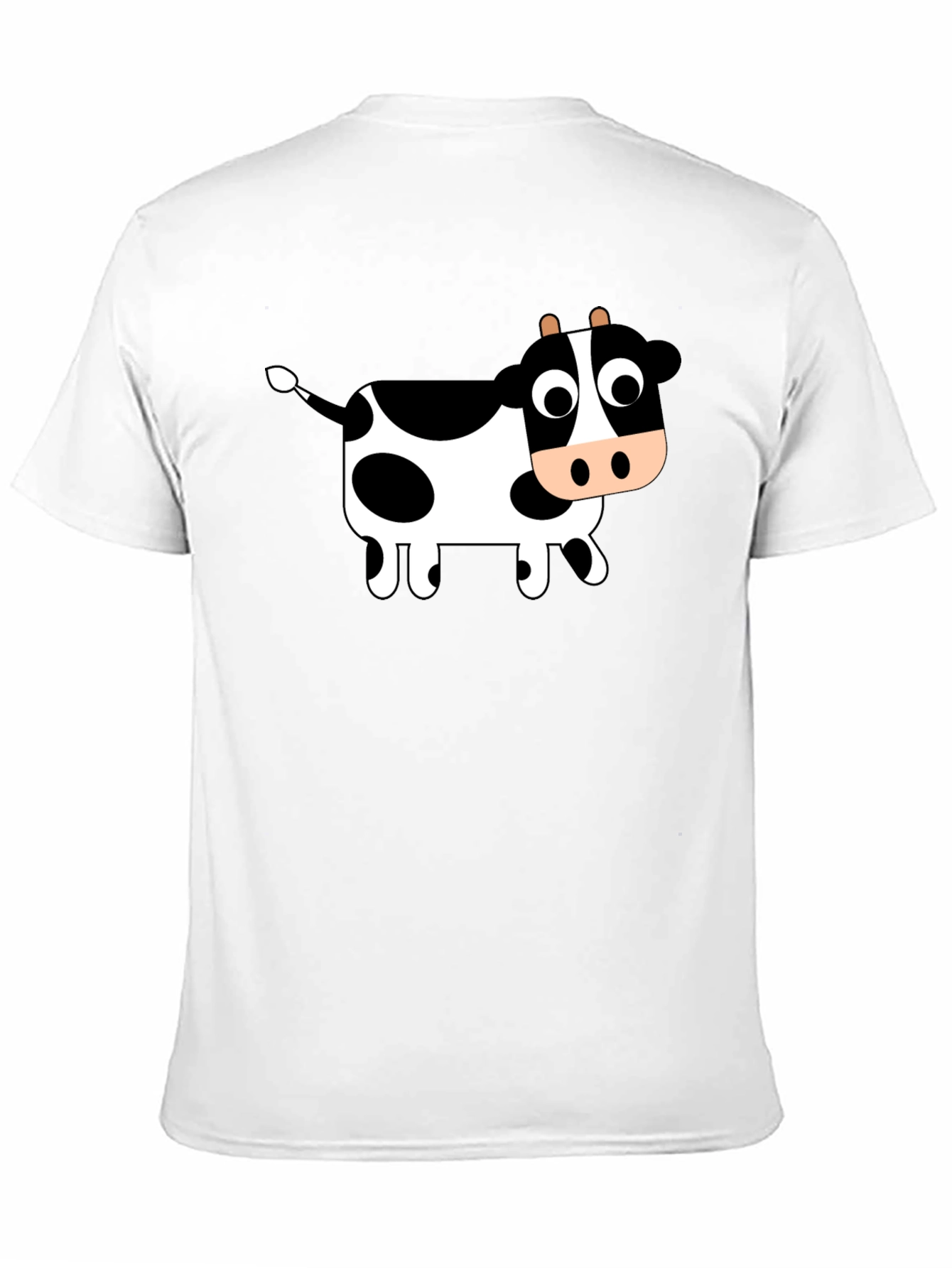Black T-Shirt with Cartoon Cow Design