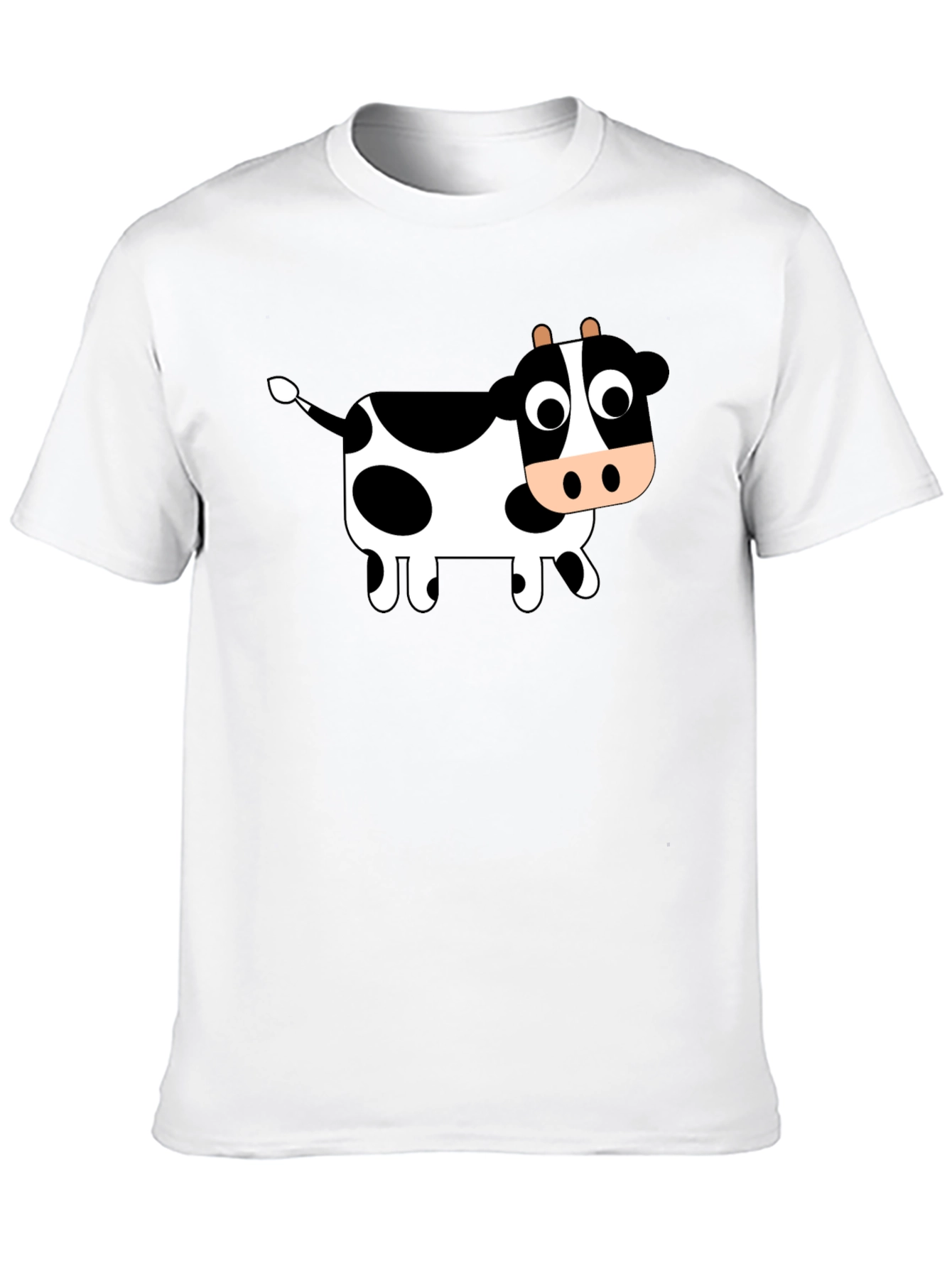 Black T-Shirt with Cartoon Cow Design