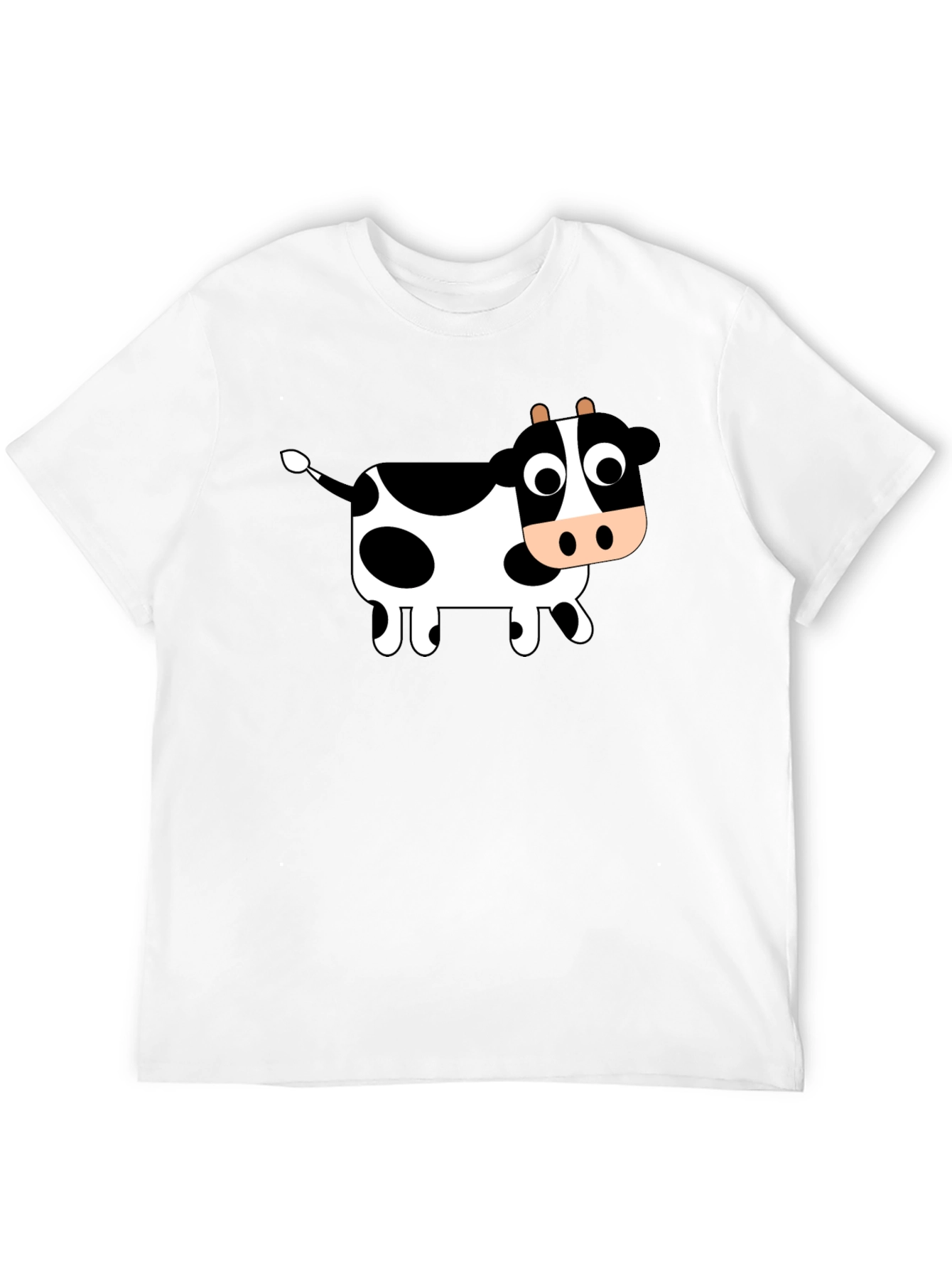 Black T-Shirt with Cartoon Cow Design