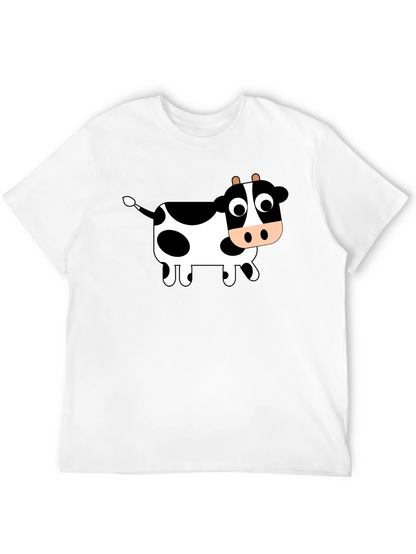 Black T-Shirt with Cartoon Cow Design