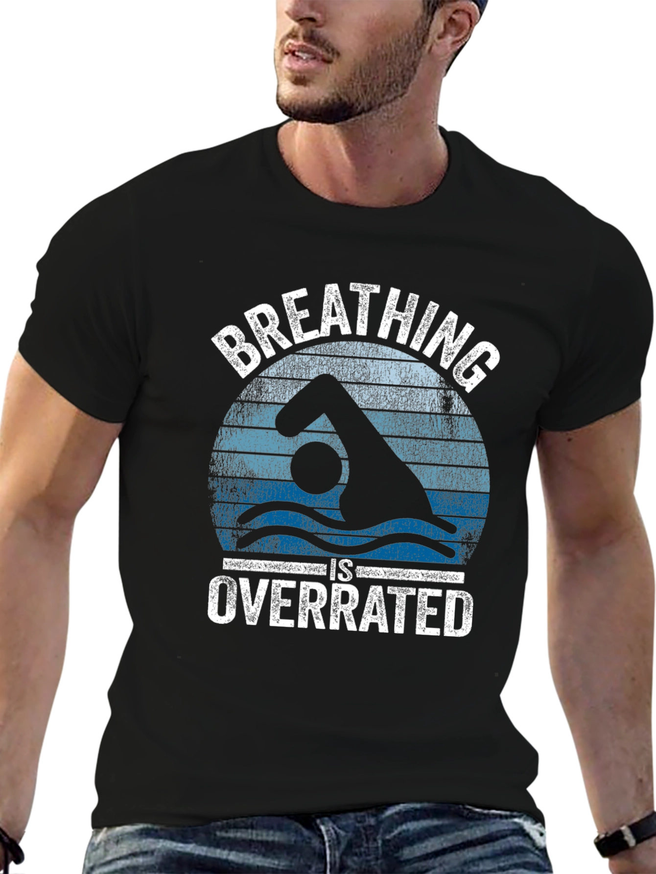 Breathing Is Overrated Swimmer Graphic T-Shirt
