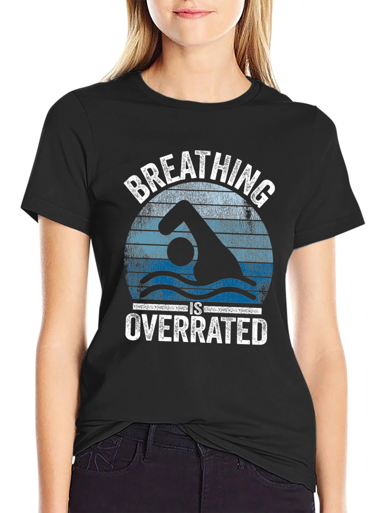 Breathing Is Overrated Swimmer Graphic T-Shirt