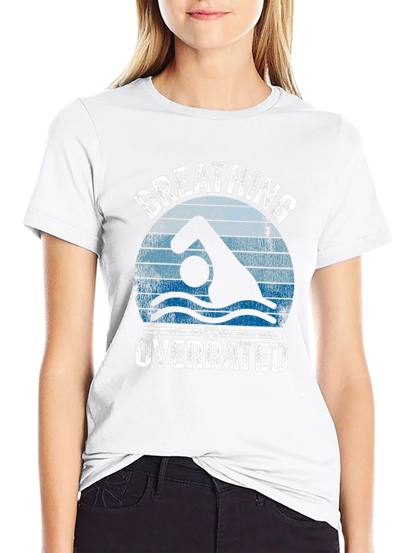 Breathing Is Overrated Swimmer Graphic T-Shirt