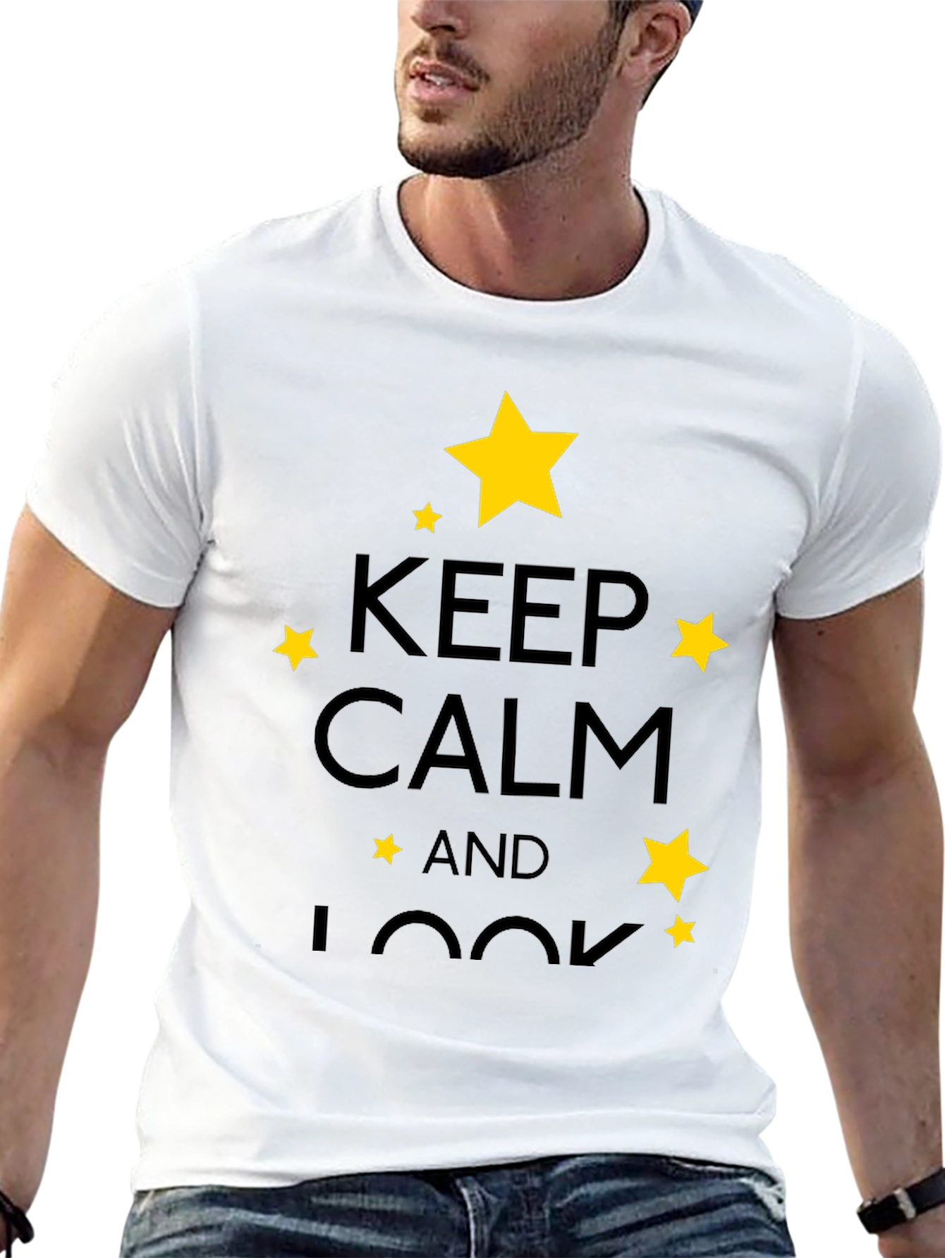 Keep Calm & Look T-Shirt - Stylish Star Design