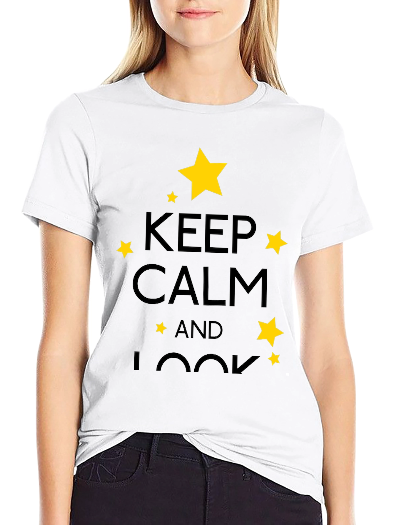 Keep Calm & Look T-Shirt - Stylish Star Design