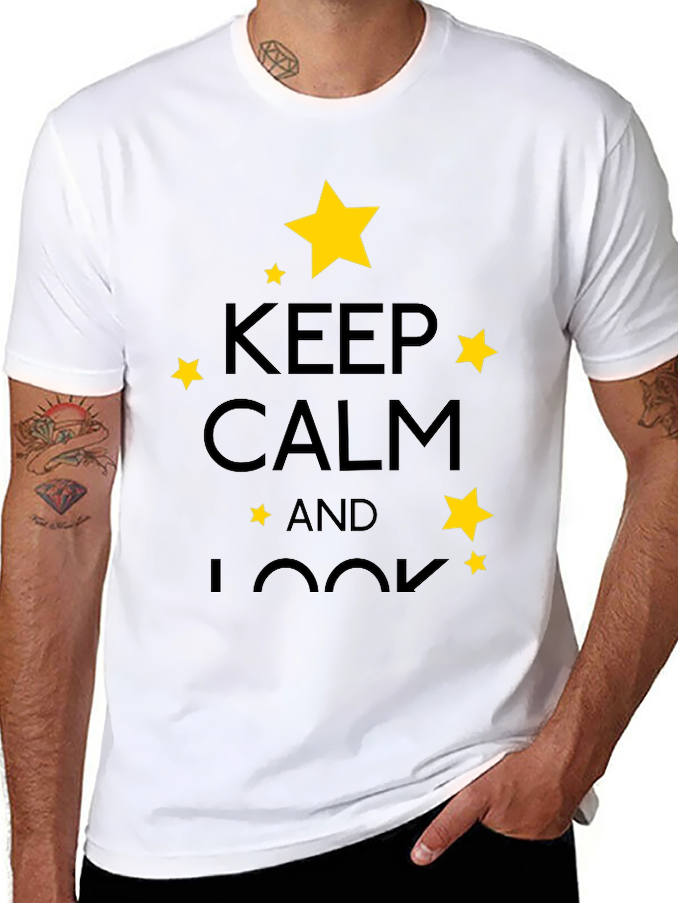 Keep Calm & Look T-Shirt - Stylish Star Design