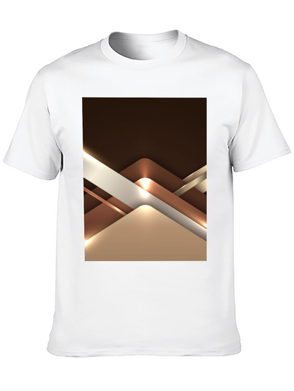 Abstract Geometric Design Graphic Tee - Black
