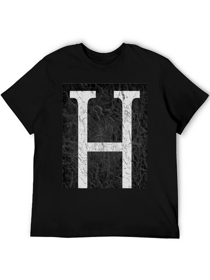 Monogram H Black Texture Graphic T-Shirt