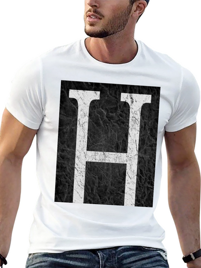 Monogram H Black Texture Graphic T-Shirt
