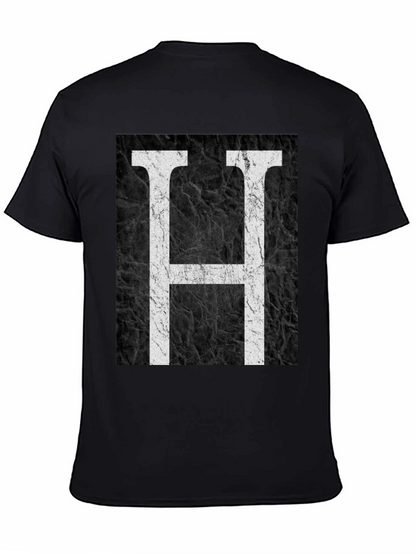 Monogram H Black Texture Graphic T-Shirt