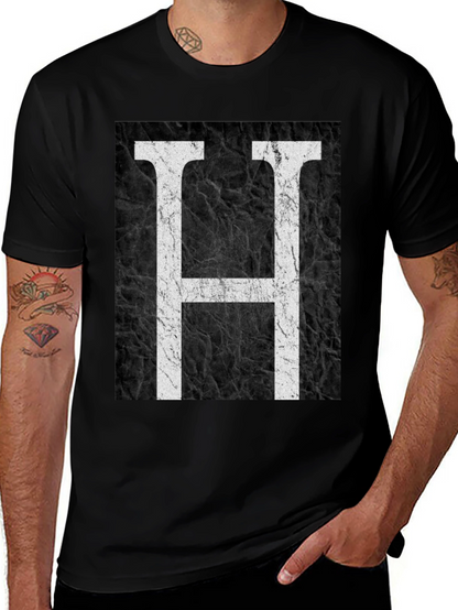 Monogram H Black Texture Graphic T-Shirt