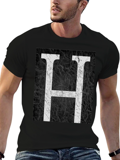 Monogram H Black Texture Graphic T-Shirt