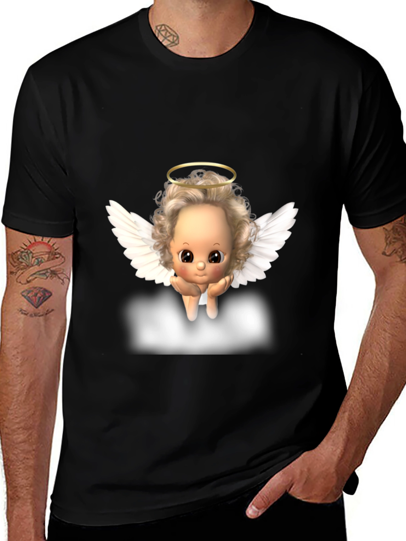 Angel Baby Graphic Tee - Black