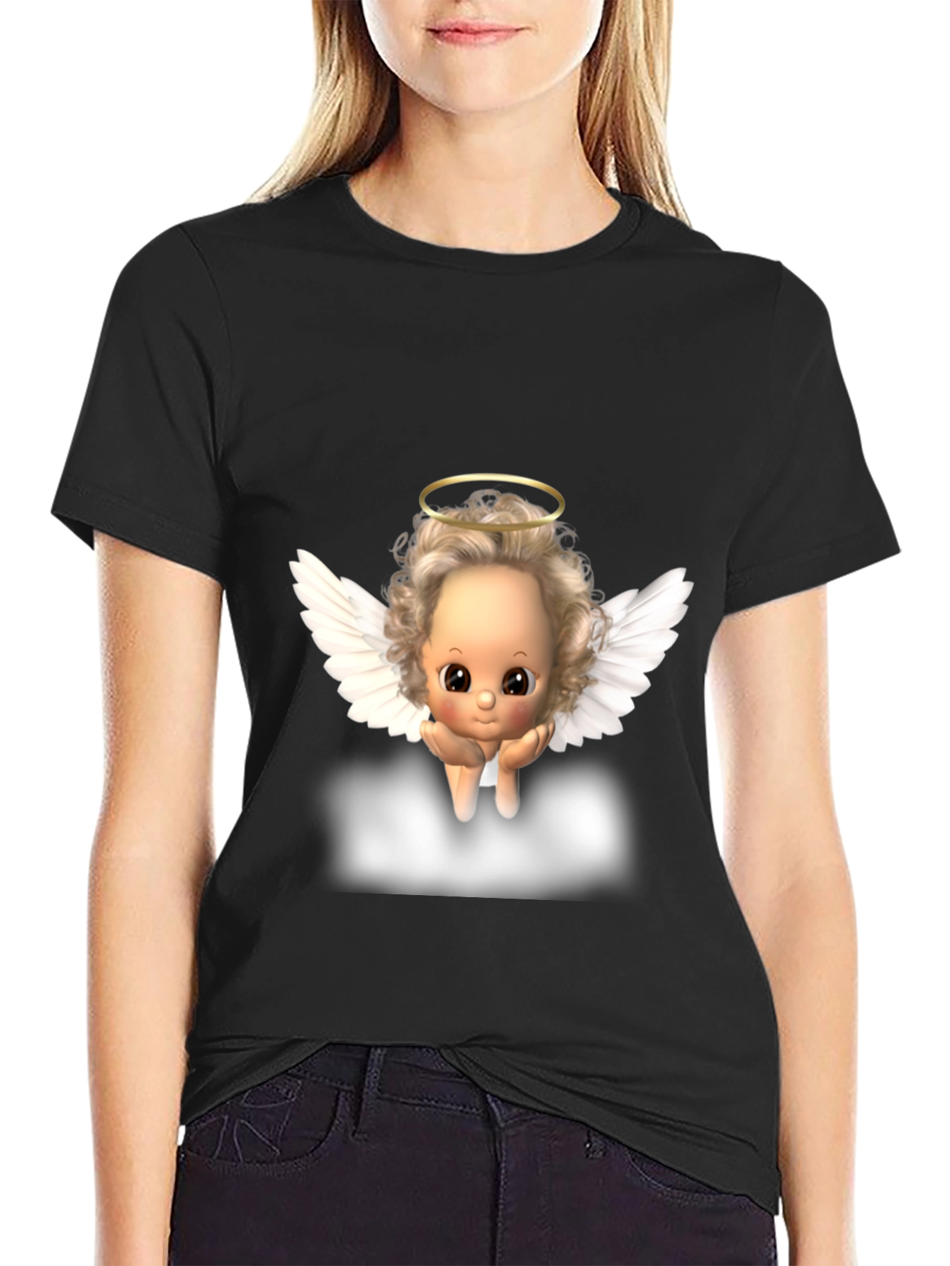 Angel Baby Graphic Tee - Black