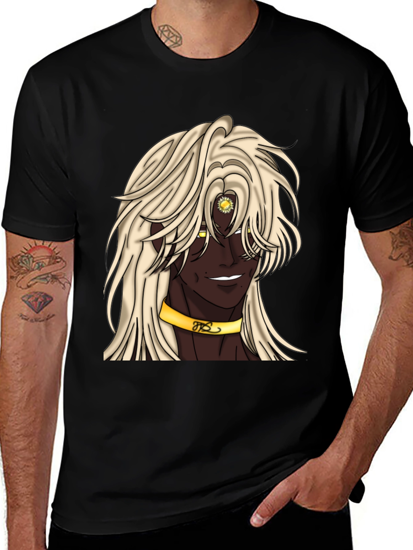 Anime Character Graphic Tee - Black