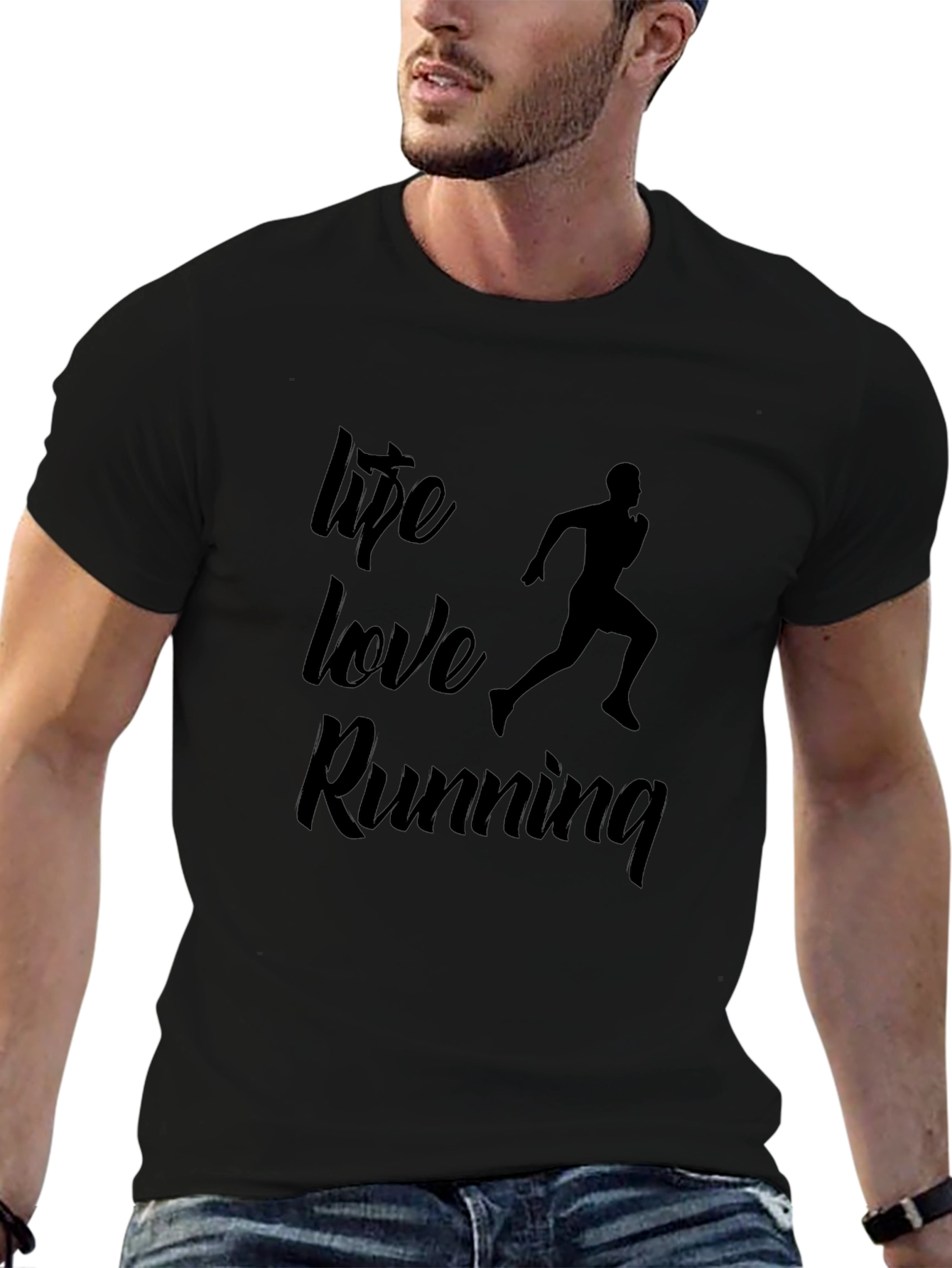Life Love Running Black Graphic Tee