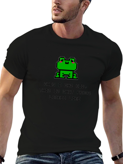Retro Frog Pixel Art Black T-Shirt