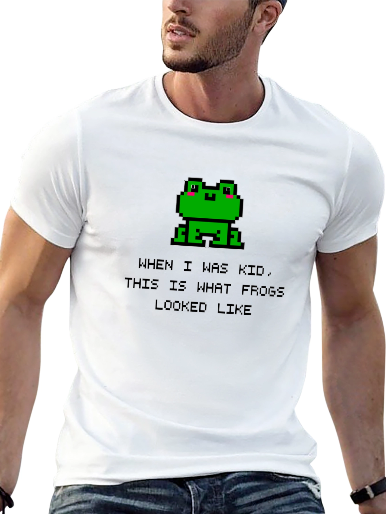 Retro Frog Pixel Art Black T-Shirt