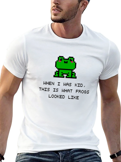 Retro Frog Pixel Art Black T-Shirt