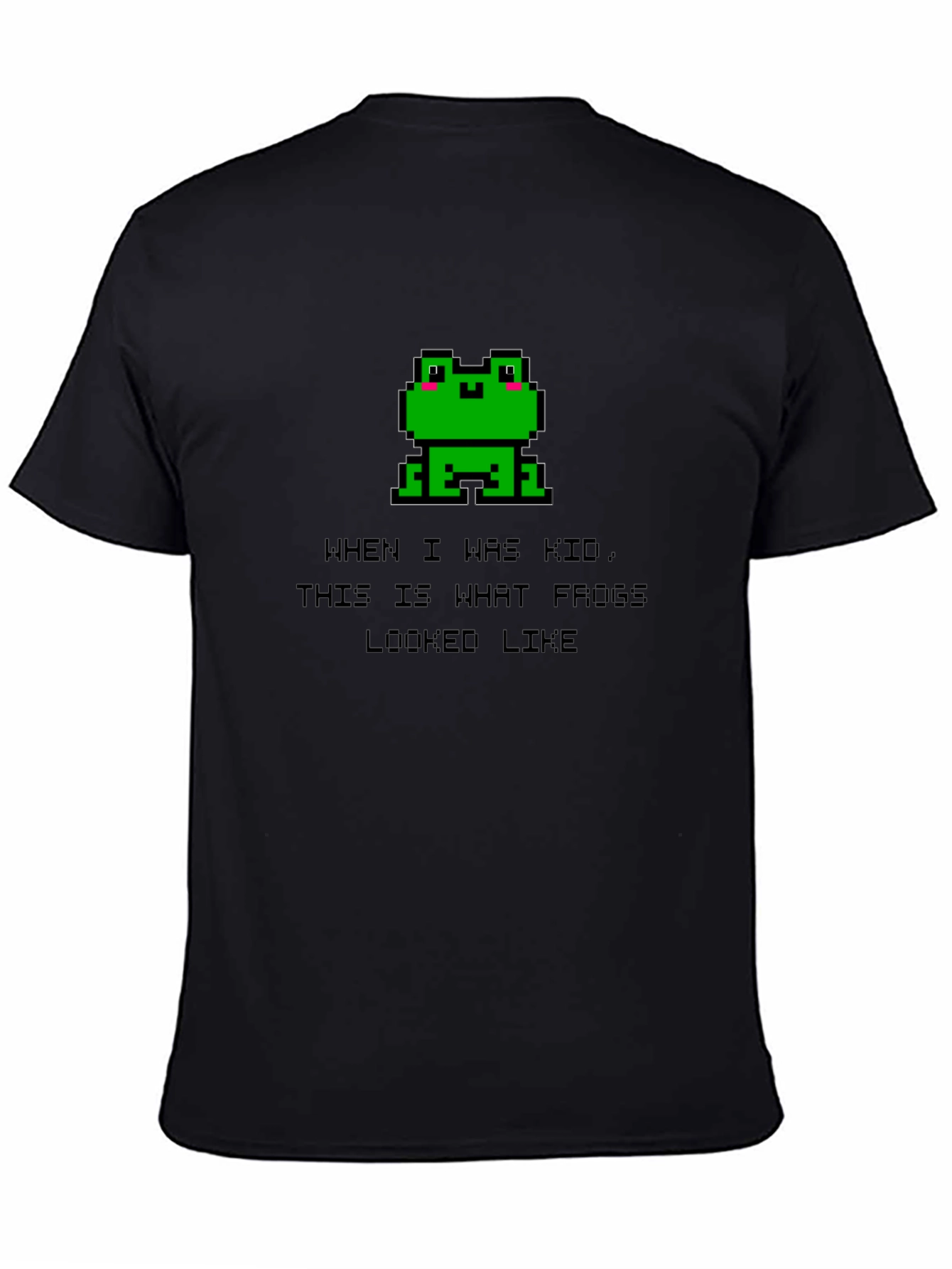 Retro Frog Pixel Art Black T-Shirt