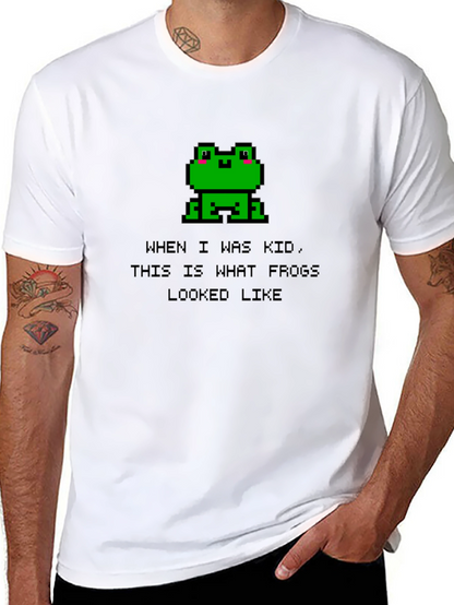 Retro Frog Pixel Art Black T-Shirt