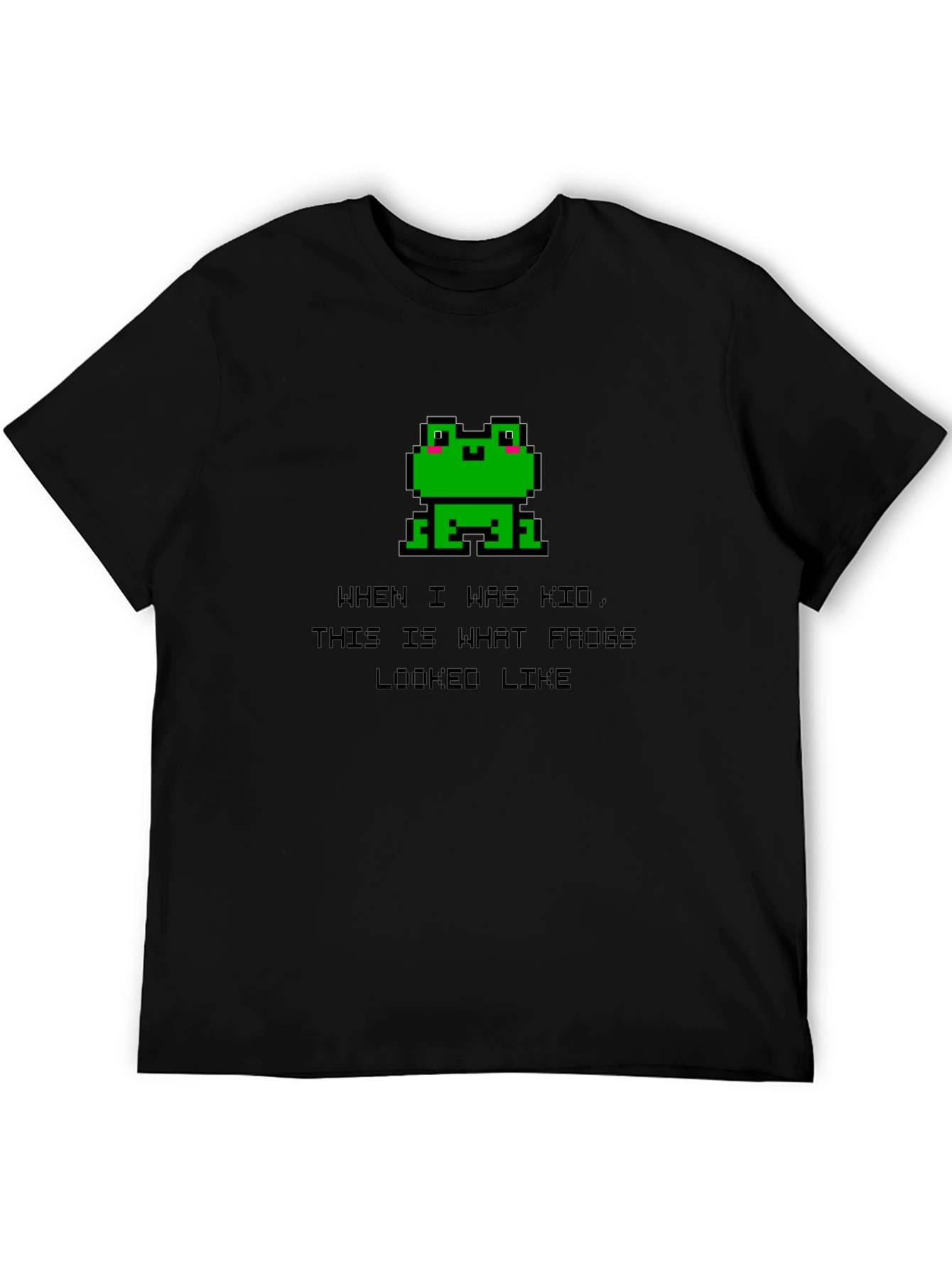 Retro Frog Pixel Art Black T-Shirt