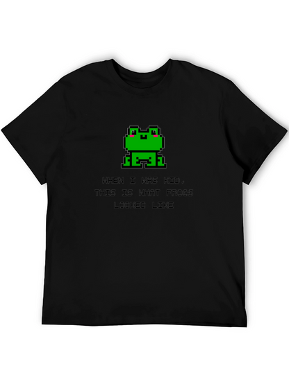 Retro Frog Pixel Art Black T-Shirt
