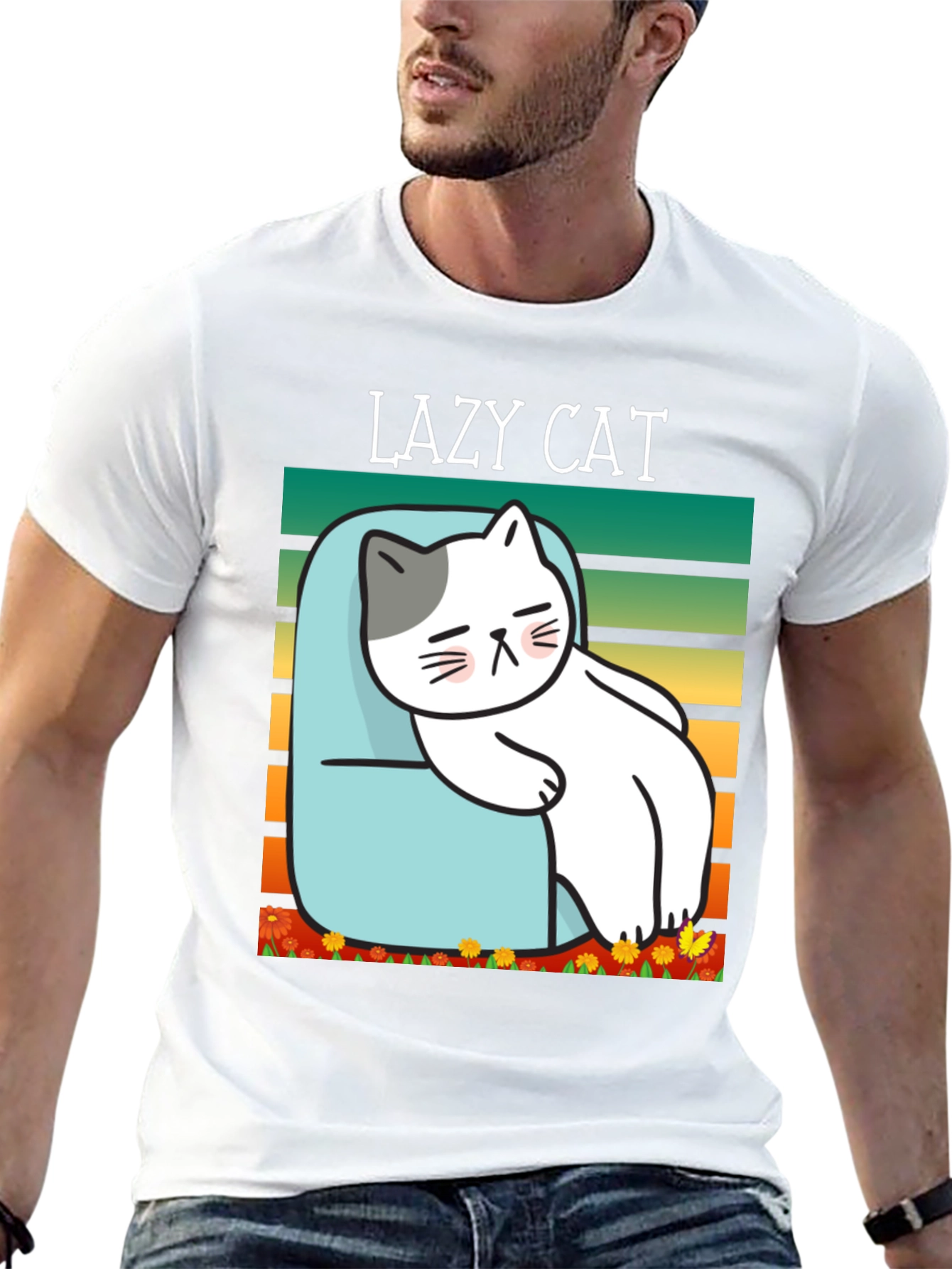 Lazy Cat Graphic T-Shirt - Unisex Cotton Tee