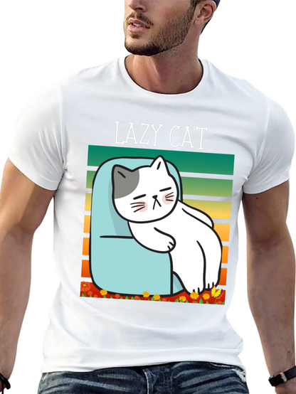 Lazy Cat Graphic T-Shirt - Unisex Cotton Tee