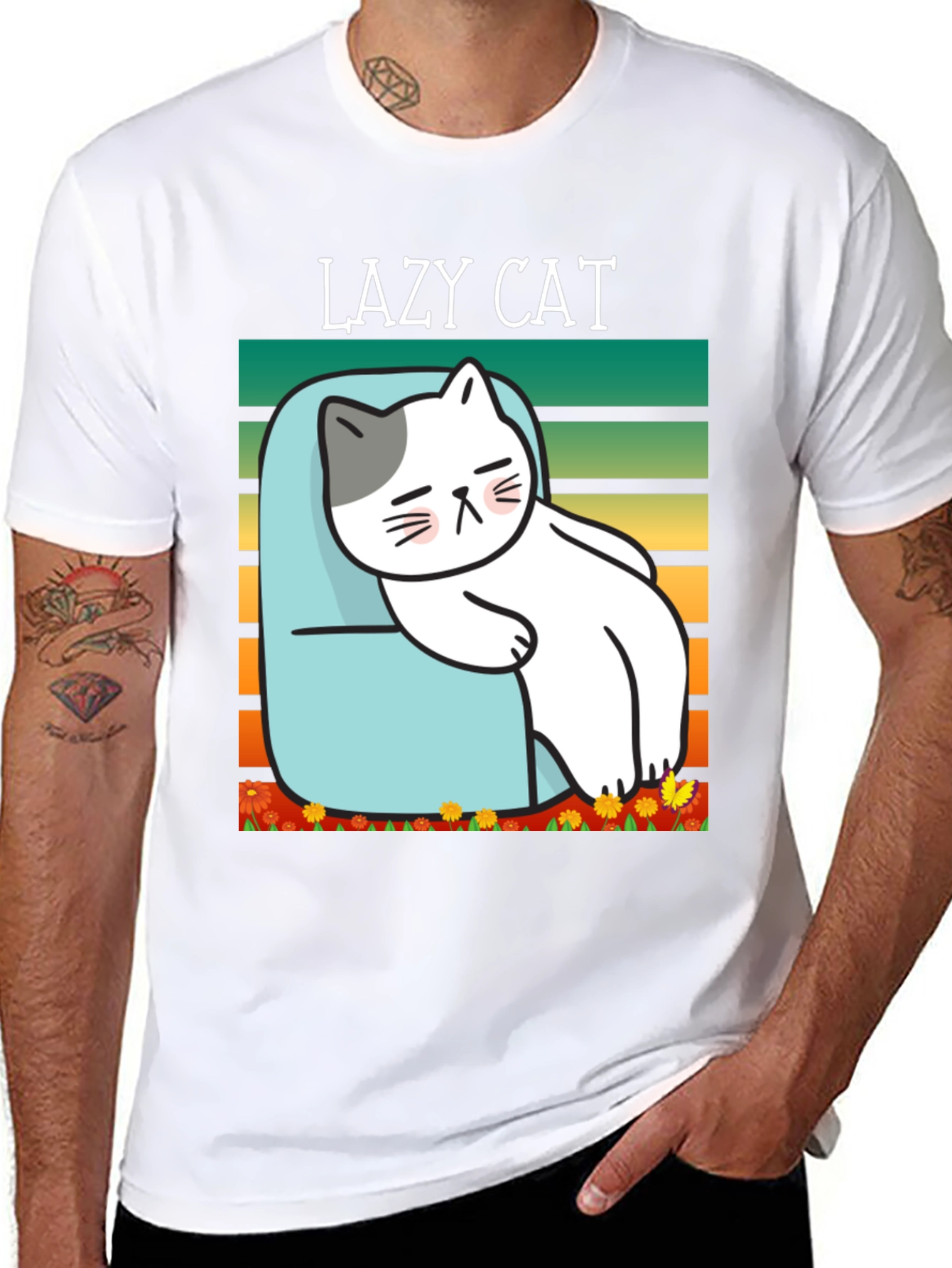 Lazy Cat Graphic T-Shirt - Unisex Cotton Tee
