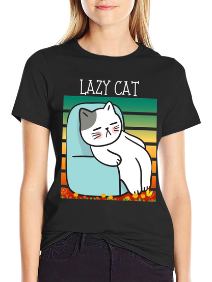 Lazy Cat Graphic T-Shirt - Unisex Cotton Tee