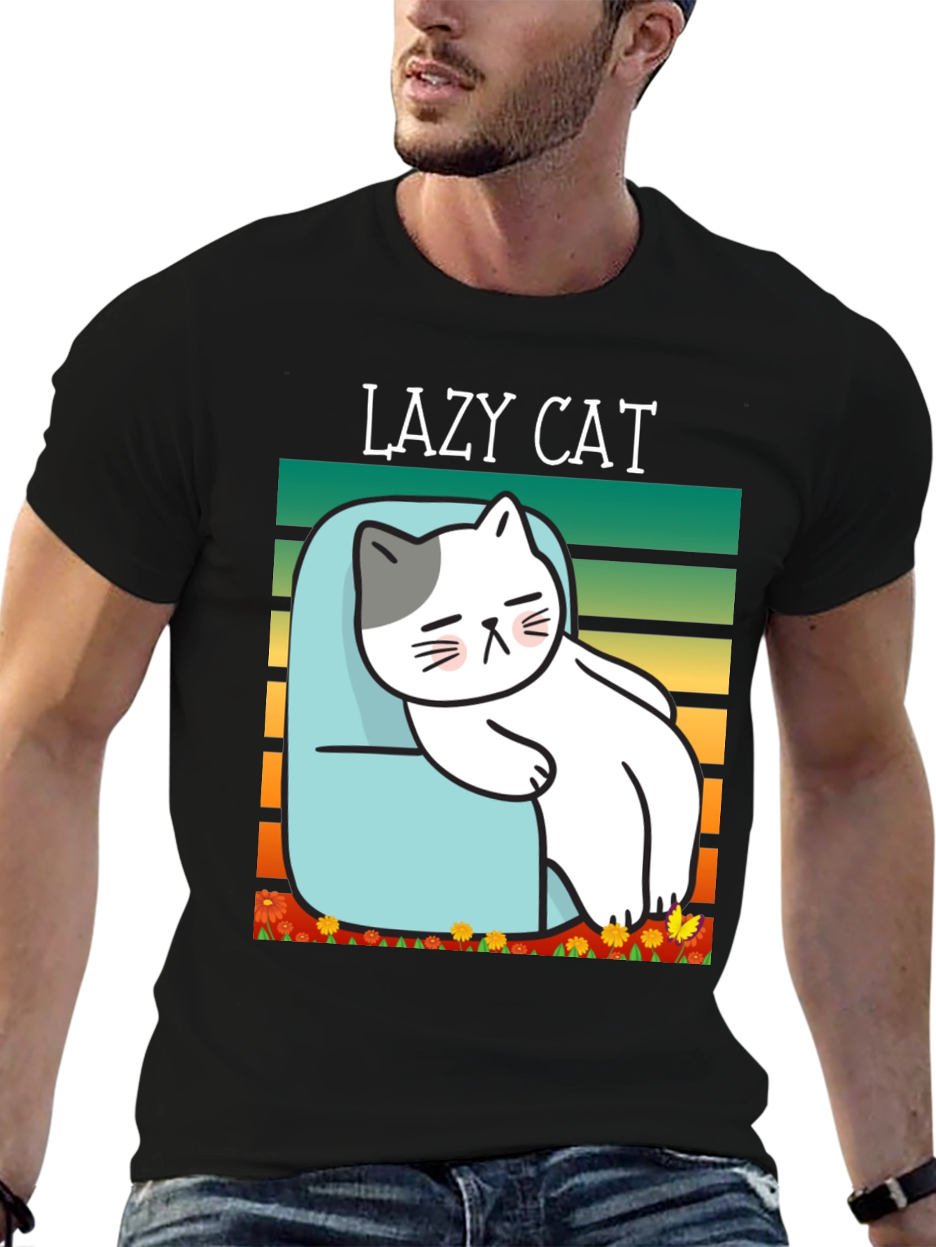 Lazy Cat Graphic T-Shirt - Unisex Cotton Tee