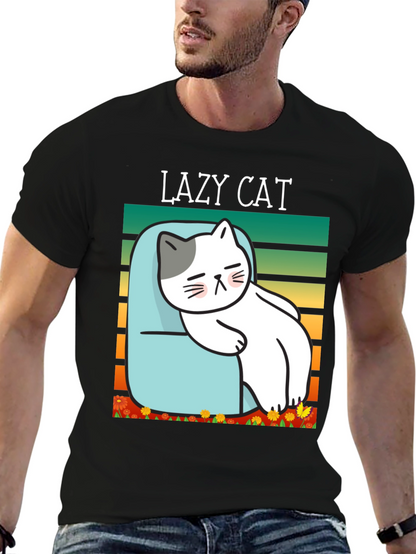 Lazy Cat Graphic T-Shirt - Unisex Cotton Tee