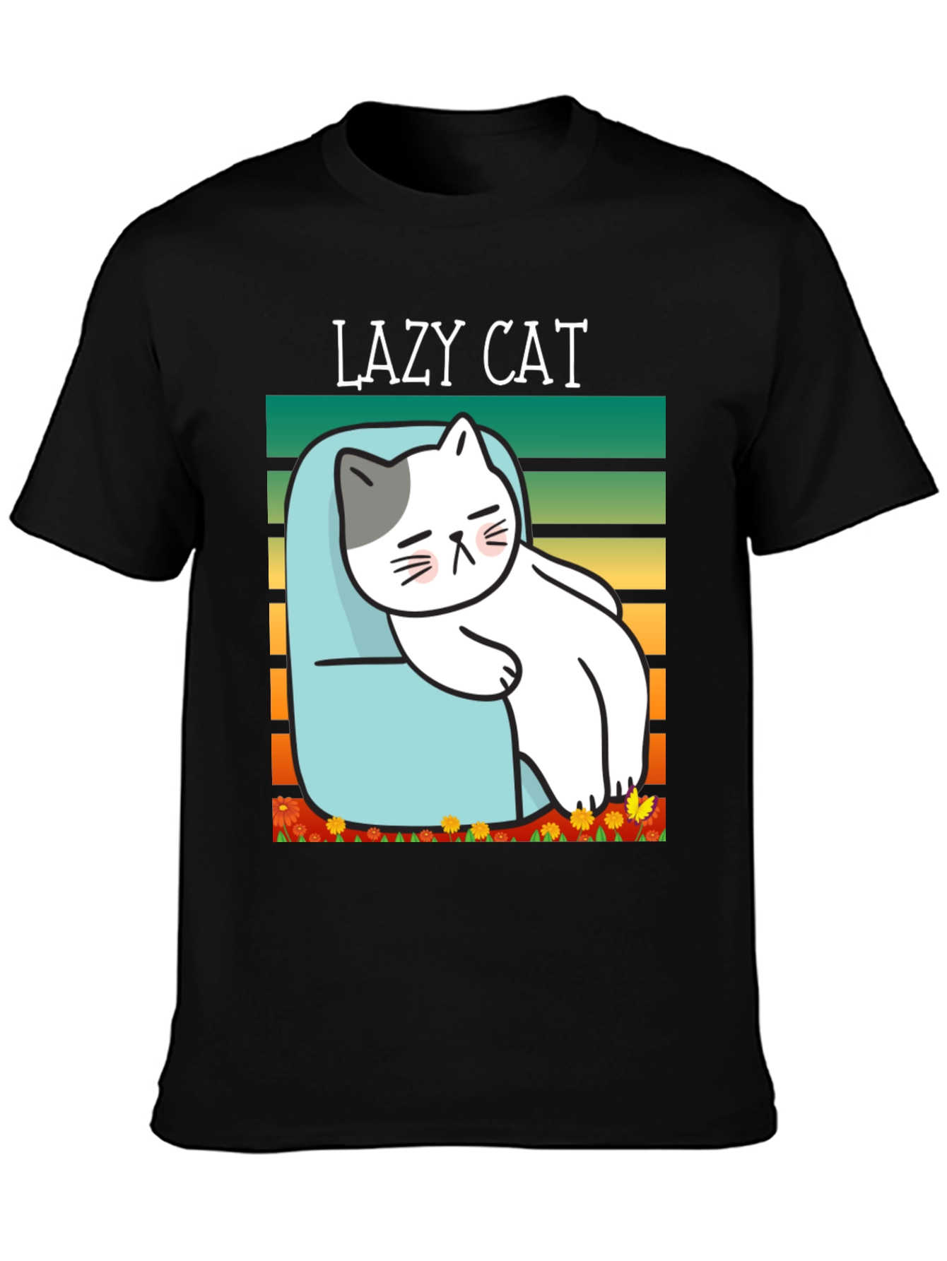 Lazy Cat Graphic T-Shirt - Unisex Cotton Tee