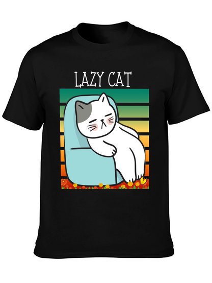 Lazy Cat Graphic T-Shirt - Unisex Cotton Tee