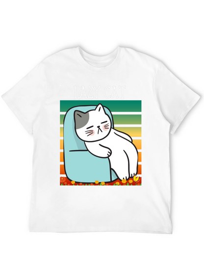 Lazy Cat Graphic T-Shirt - Unisex Cotton Tee