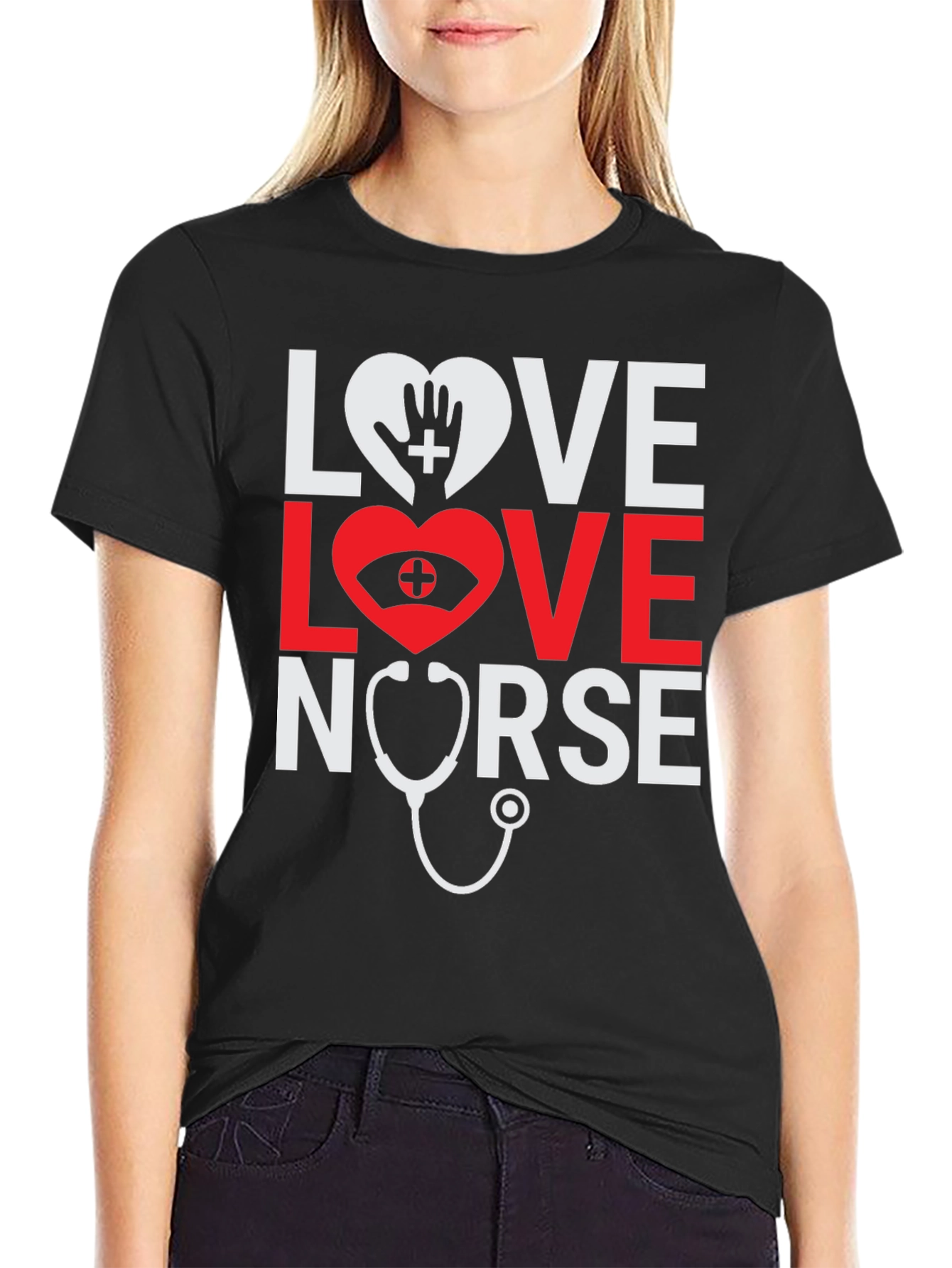 Love Nurse Black T-Shirt