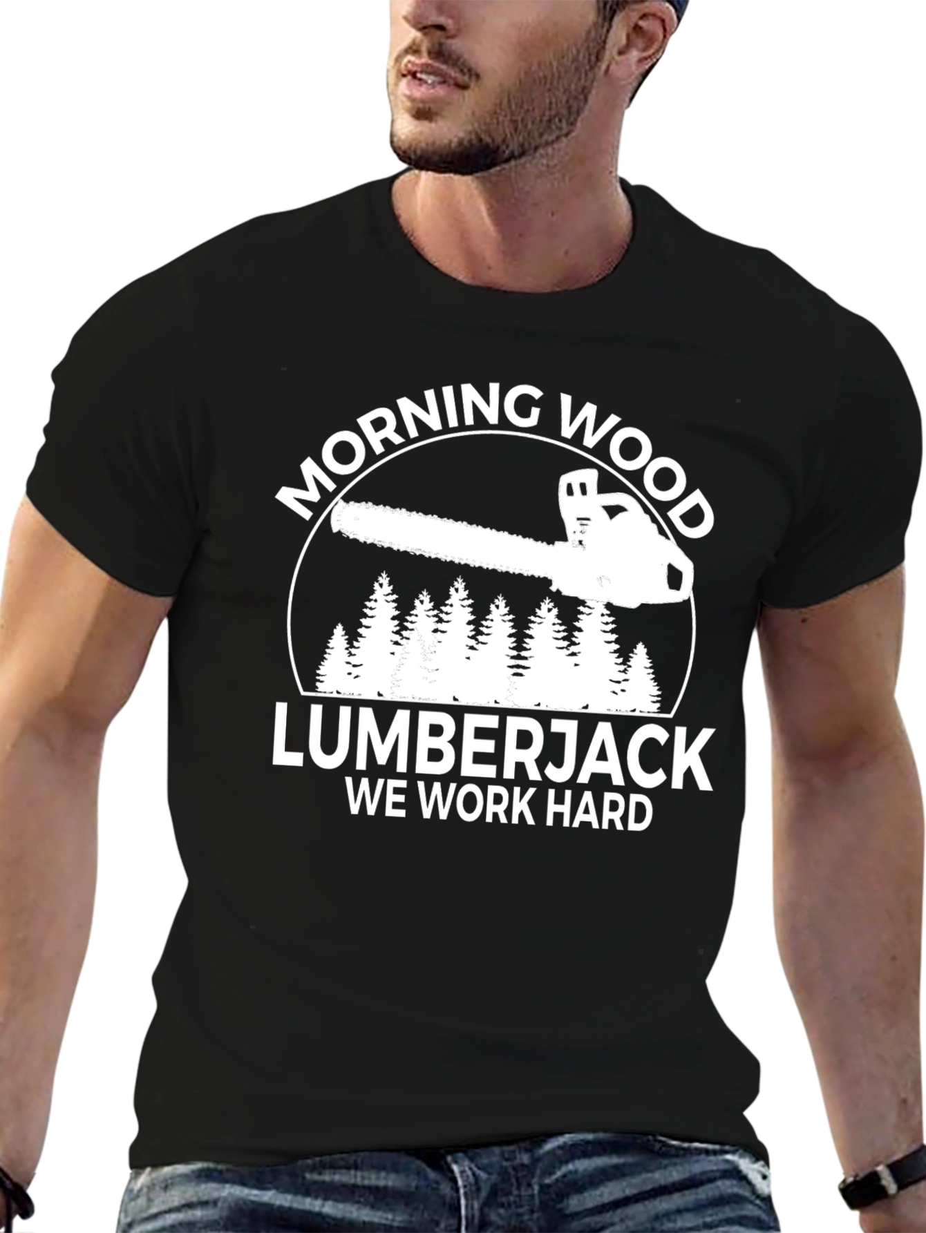 Morning Wood Lumberjack Black Graphic T-Shirt