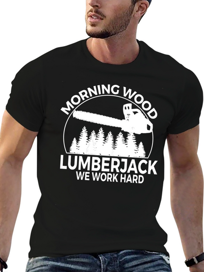 Morning Wood Lumberjack Black Graphic T-Shirt
