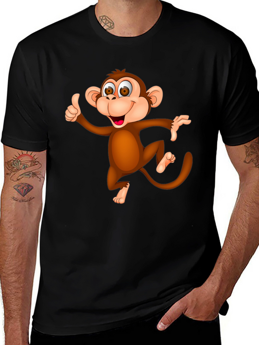 Funny Monkey Graphic T-Shirt - Black Casual Tee