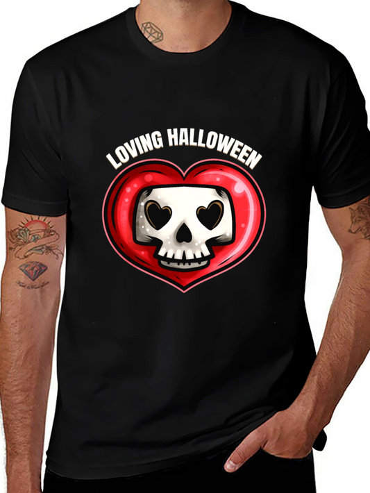 Loving Halloween Graphic Tee - Heart Skull